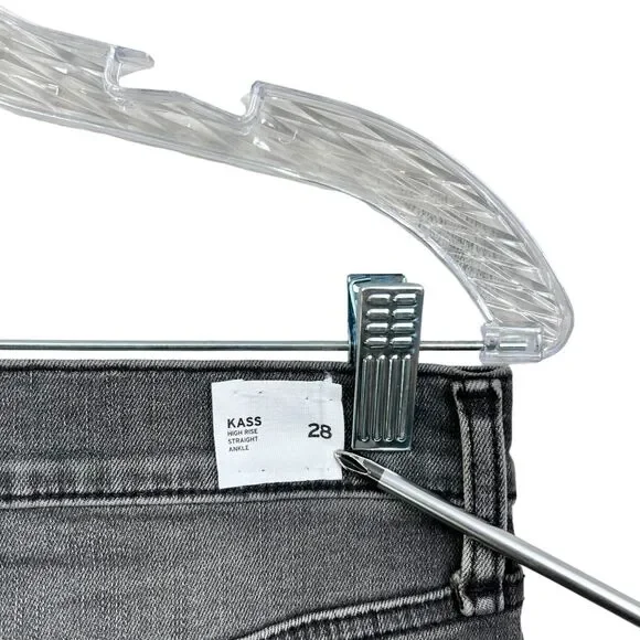 Hudson Womens Jeans KASS Straight Ankle Raw Hem Distressed 5 Pocket Zip Gray 28* - Picture 7 of 7